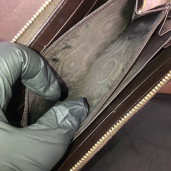 GUCCI GG Web Canvas Interlinked G’s Soho Brown Leather Trim Continental Wallet - Picture 9 of 17